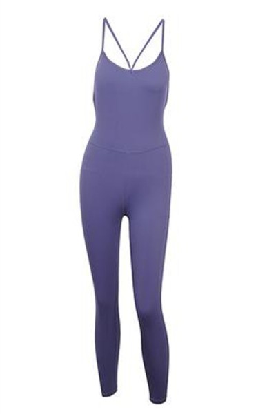 SKTF058 manufacture trousers all-in-one tight-fitting sportswear design cross-shoulder strap aerial yoga tight-fitting sportswear supplier of tight-fitting sportswear 45 degree